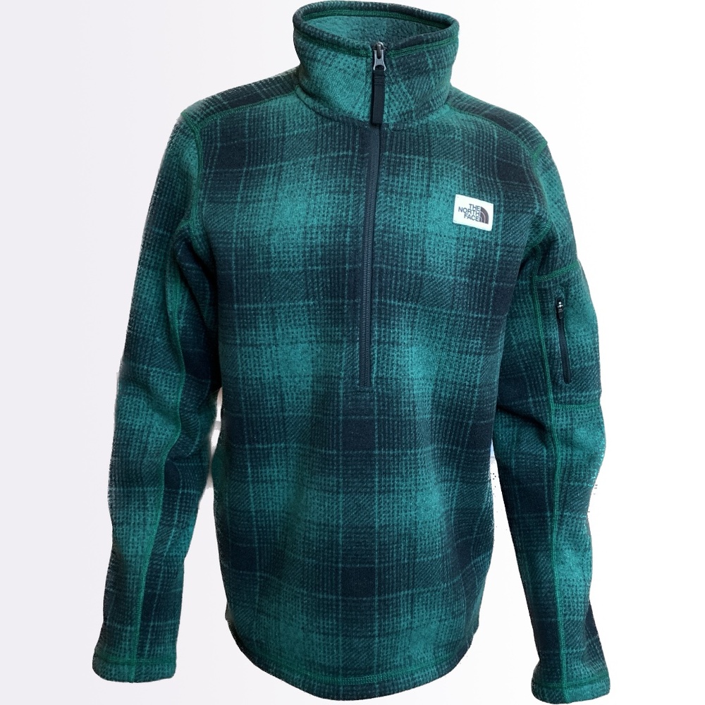 Like New! The North Face Gordon Lyons Green Plaid Heavyweight Fleece 1/2 Zip